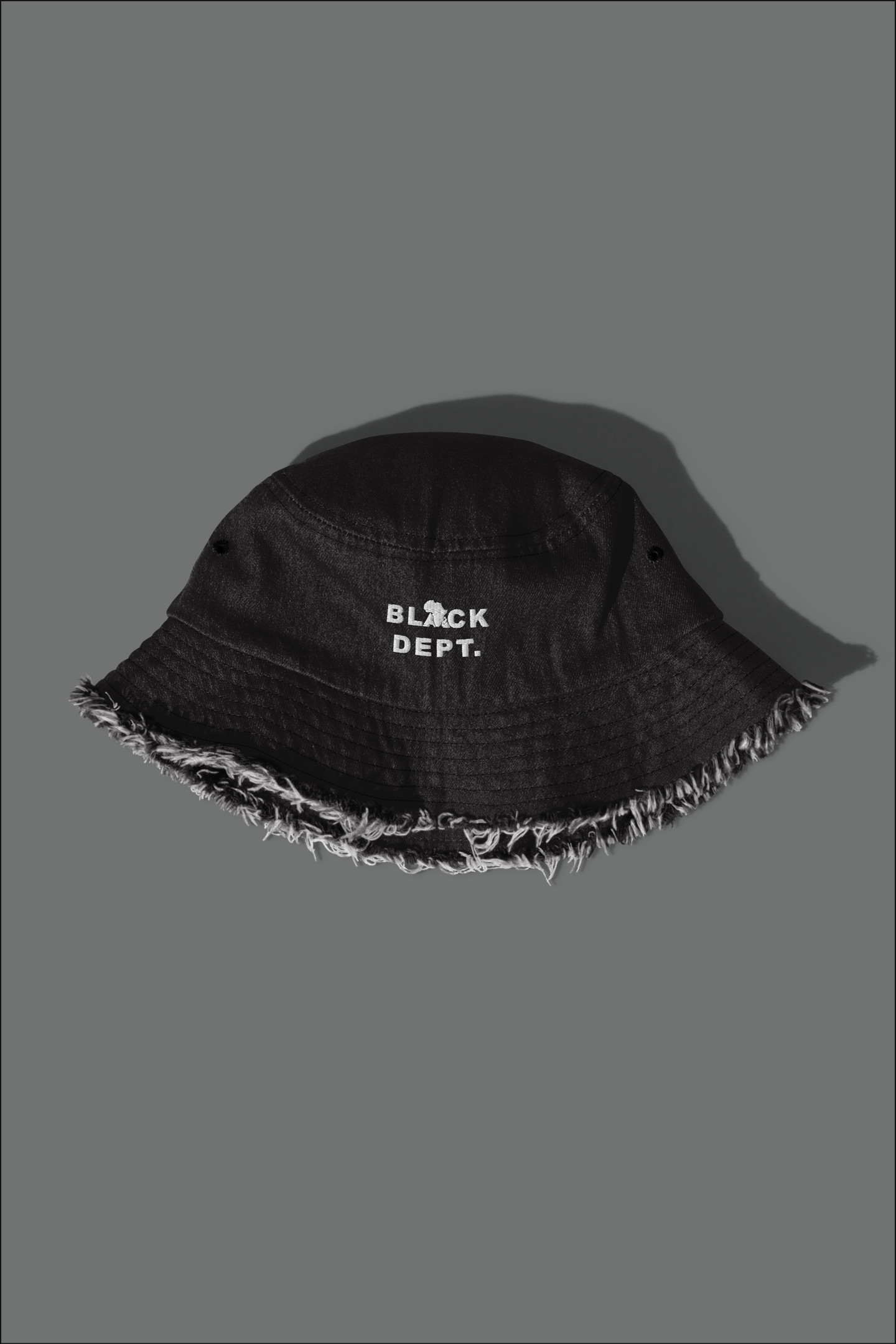 BLVCK DEPT. ESSENCE DISTRESSED DENIM HAT: STITCHED STORIES