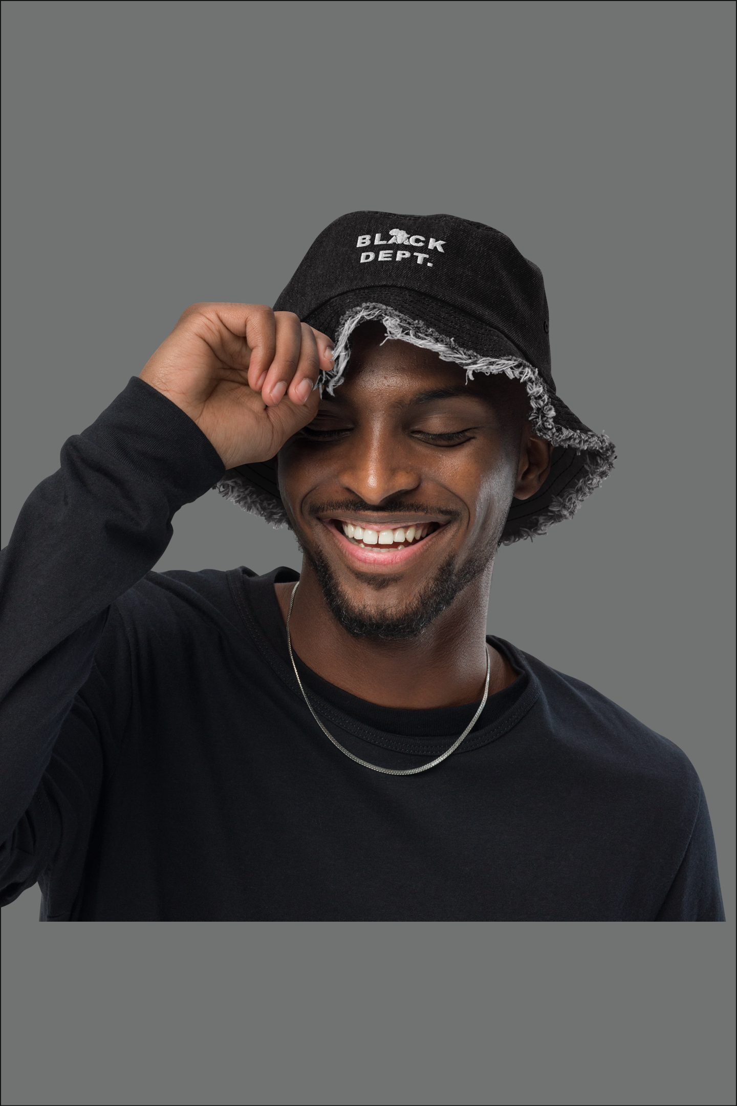 BLVCK DEPT. ESSENCE DISTRESSED DENIM HAT: STITCHED STORIES